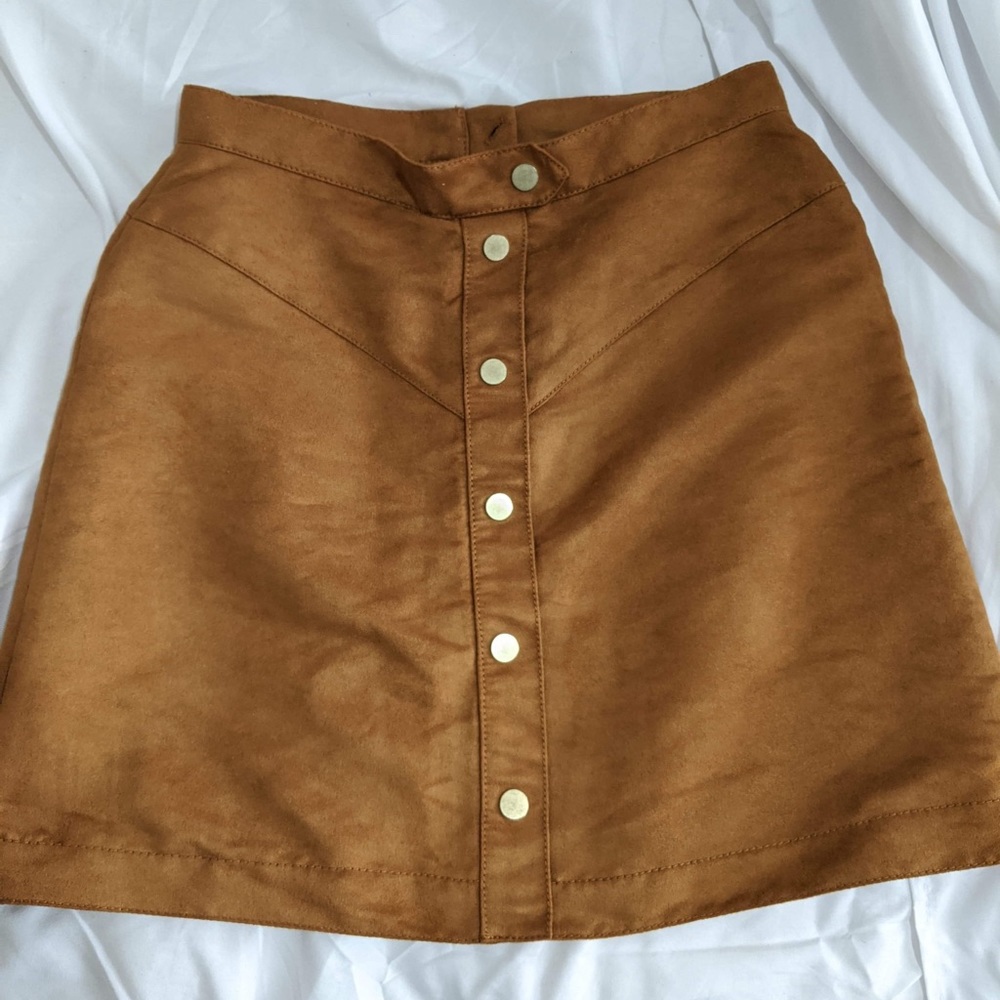 Tan velvet pencil skirt